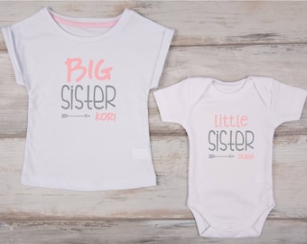 Big Sister Little Sister Outfits, Big Little Shirts, Personalized Shirts, Set of 2 Matching Sister Outfits, Sister Shirts, Big Sister Shirt