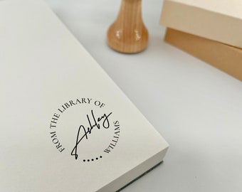 Signature Book Stamp, Personalized Library Stamp, Ex Libris Custom Stamp, Wooden Stamp or Self-inking From The Library Of Stamp