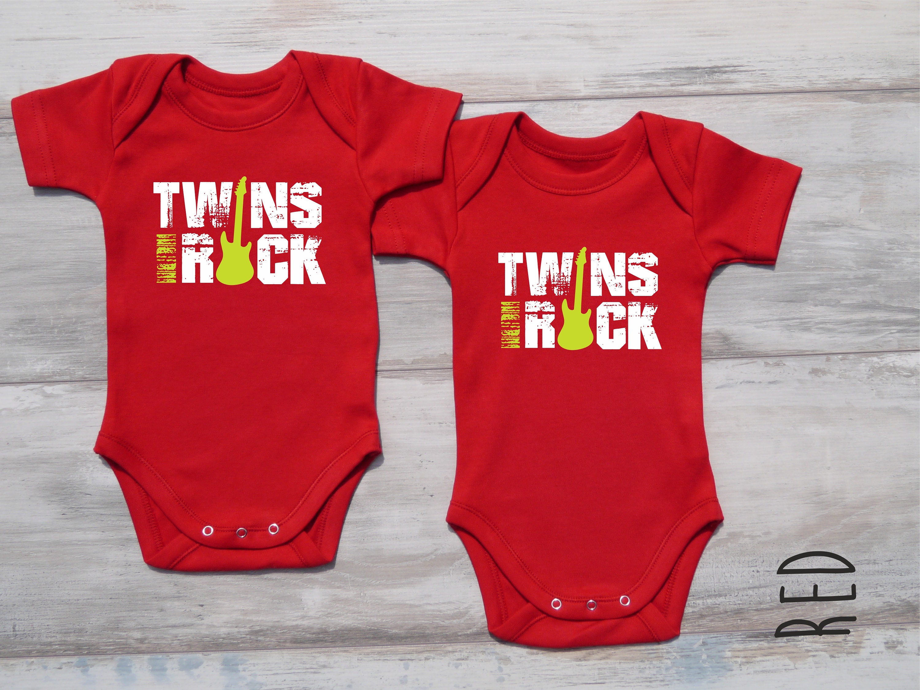 Twin Baby Shower Gift Twins Rock Set of 2 Matching Outfits Etsy
