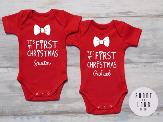 Personalized First Christmas Bodysuit 1st Christmas Outfit Baby Girls 1st Christmas Outfit 