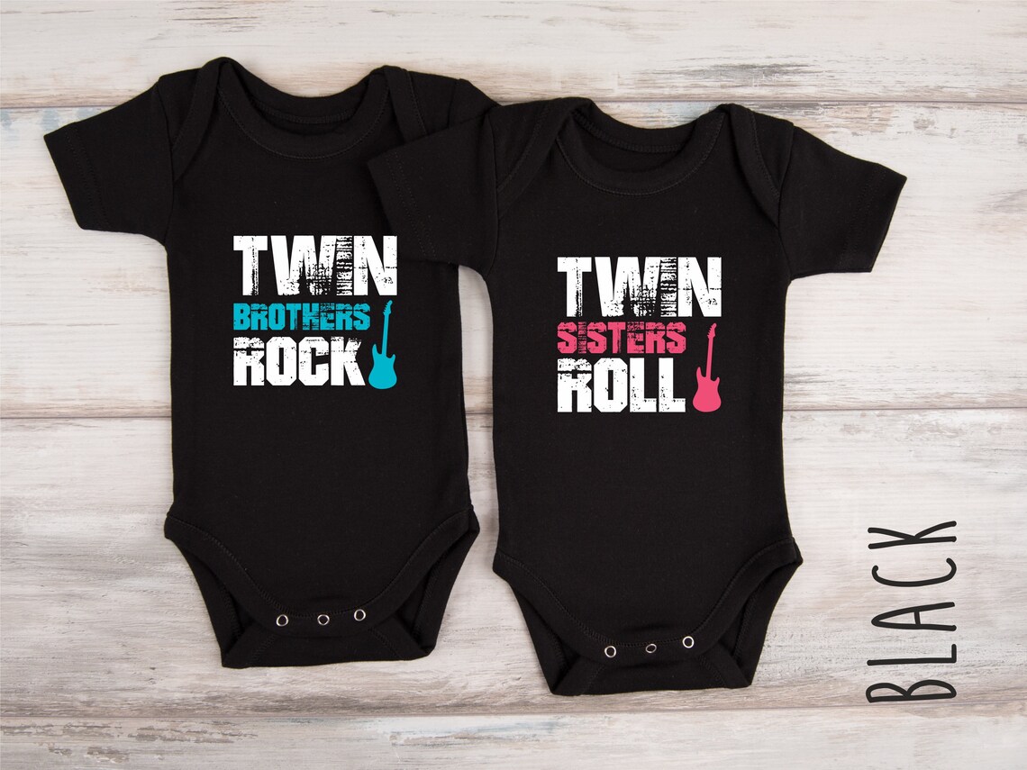 Boy Girl Twin Outfits Set of 2 Matching Baby Bodysuits Twin Etsy