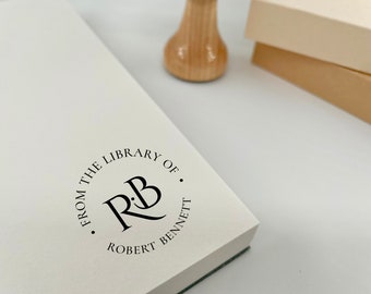 Custom Library Stamp, Ex Libris Personalized Book Stamp, Wooden Stamp or Self-inking From The Library Of Initials Stamp, Book Lover Gift