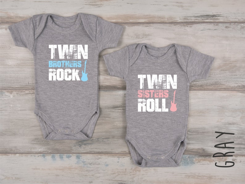 Boy Girl Twin Outfits Set of 2 Matching Baby Bodysuits Twin Etsy