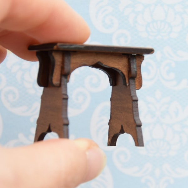 1:12 Dollhouse miniatures Tudor stool diy kit, Medieval miniature furniture , One inch scale castle decor