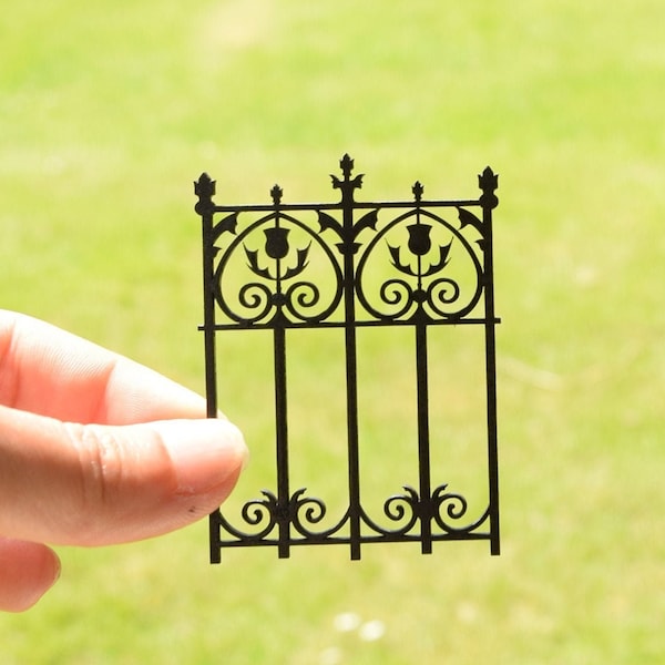 Dollhouse miniature fence panel - wrought iron look fencing for dollhouse