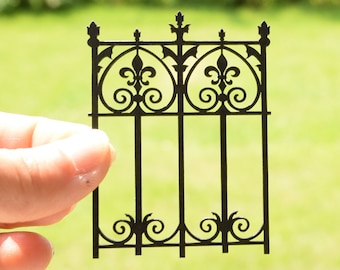 Dollhouse miniature fence panel - wrought iron look fencing for dollhouse