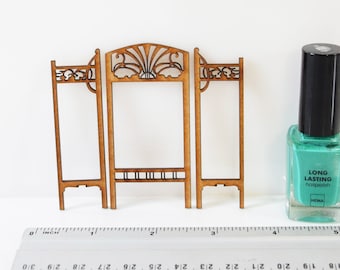 1:24  scale  miniature dollhouse room divider frame DIY kit, one inch scale dressing screen Art Deco
