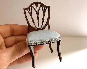 Shield back dining chair kit, scale 1:12, Miniature dollhouse furniture kit