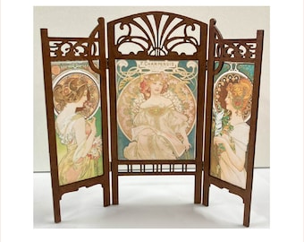 1:12 scale  miniature dollhouse room divider frame DIY kit in art nouveau style