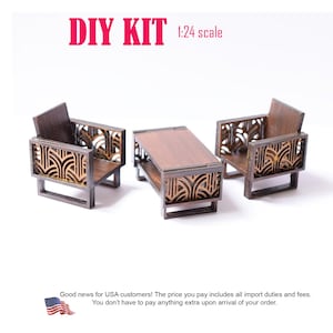 1:24 scale Dolls house miniatures furniture DIY kit, Miniature coffee table, Half inch scale furniture