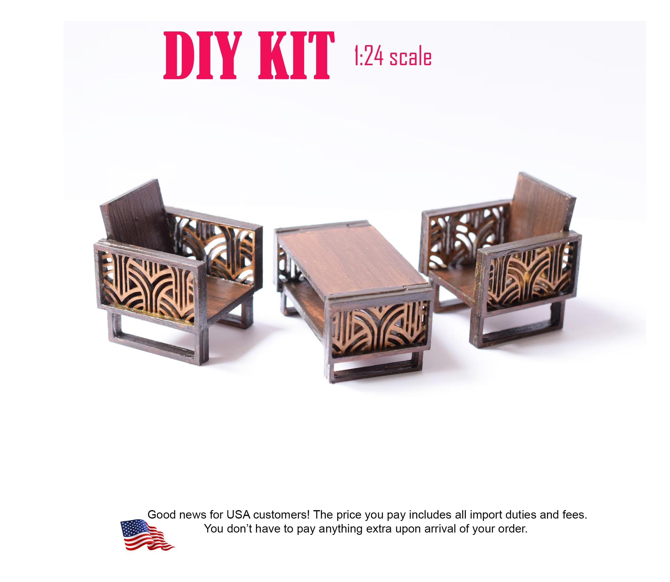 1:24スケール ドールハウス ミニチュア家具 DIYキット、ミニチュア