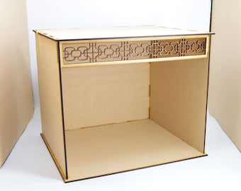 Kit de caja de habitación en miniatura para casa de muñecas a escala 1:12 con panel calado de estilo oriental