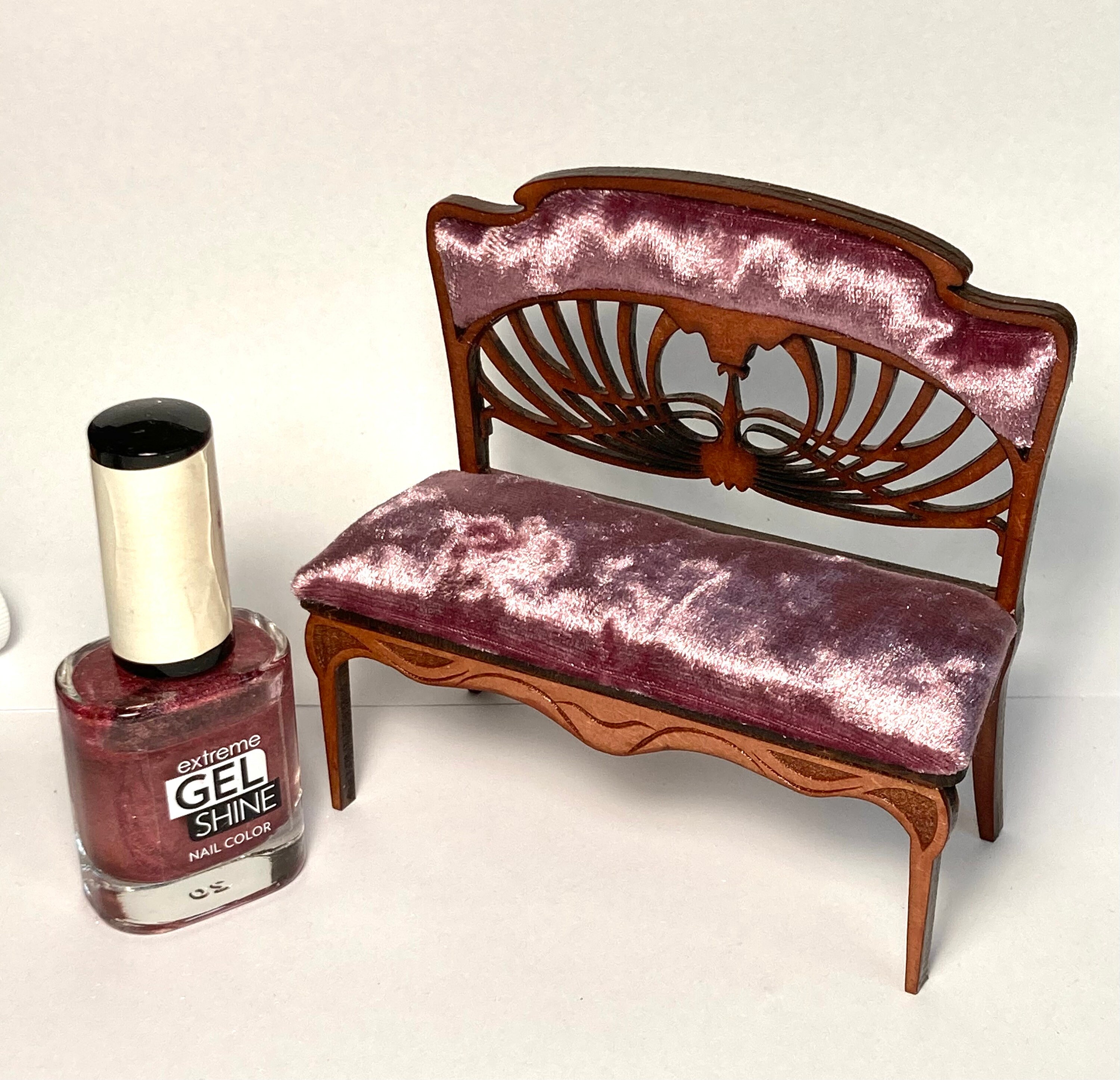 One Inch Miniatures 1:12 Dollhouse Miniatures Art Nuouveau Settee Diy Kit, One Inch Scale ...