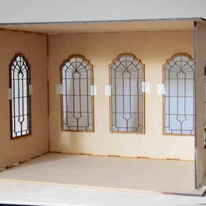 Poppenhuis roombox veranda kit, schaal 1:12, Roombox diorama serre kit