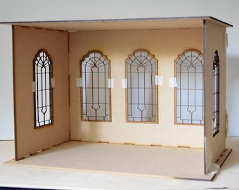 Dollhouse roombox veranda kit, scale 1:12, Roombox diorama conservatory kit