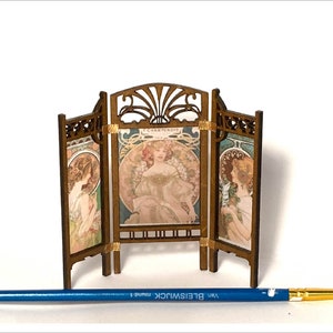 1:24  scale  miniature dollhouse room divider frame DIY kit, one inch scale dressing screen Art Deco
