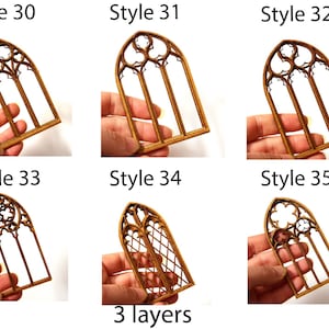1:12 Dollhouse miniature gothic window diy kit, wargame terrain model building