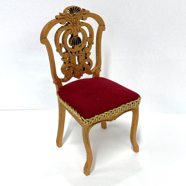 Mini chaise de maison de poupée, échelle 1:12, rococo, mini chaise baroque à l'échelle d'un pouce