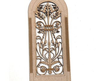 Kit de bricolaje de panel calado en miniatura para casa de muñecas a escala 1:12, puerta con apariencia de hierro forjado para casa de muñecas