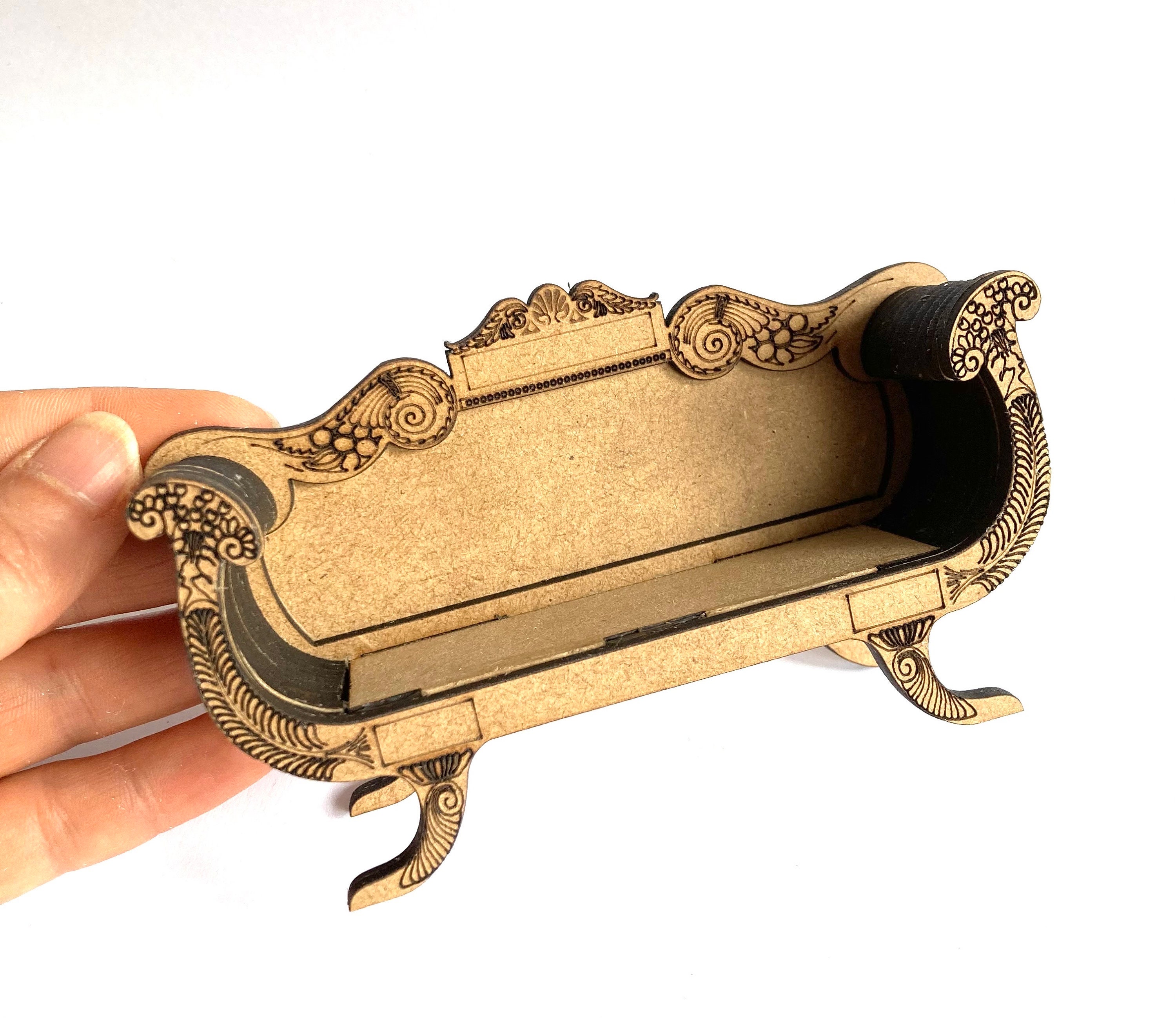 One Inch Miniatures 1:12 Dolls House Miniatures Empire Style Settee Diy Kit, One Inch Scale ...