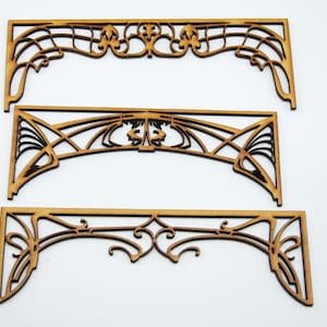 1:12 scale Dollhouse miniature  fretwork panels in art nouveau style