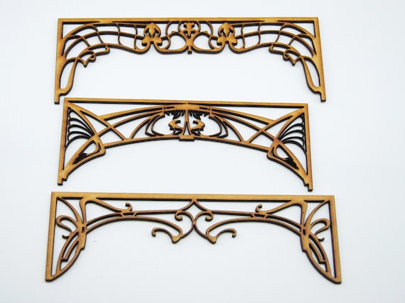1:12 scale Dollhouse miniature  fretwork panels in art nouveau style