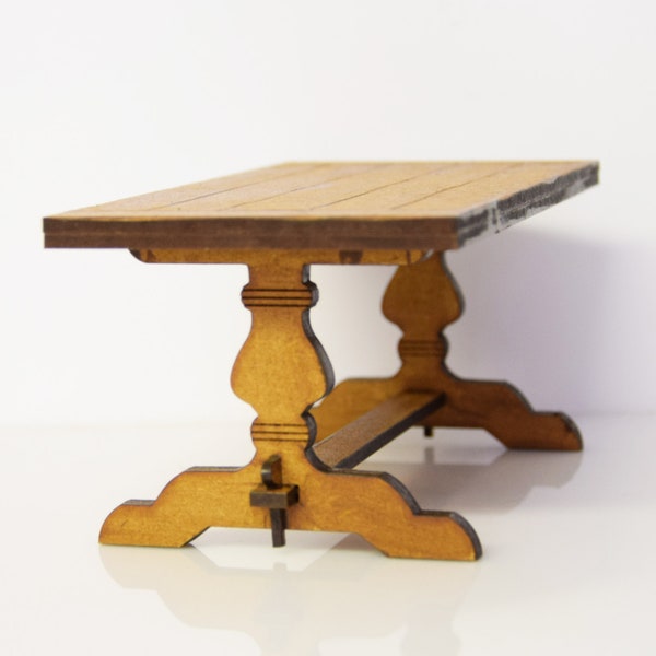 Dollhouse miniature Tudor table kit 1:12 scale, Medieval castle roombox furniture
