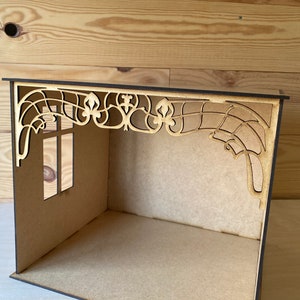 1:12 scale Dollhouse miniature roombox kit with fretwork panel