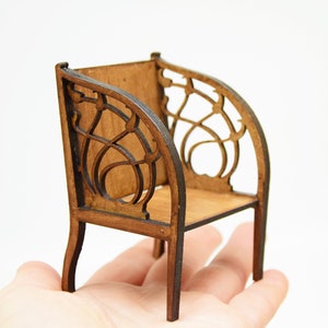 Miniature art nouveau armchair for dollhouse, scale 1:12