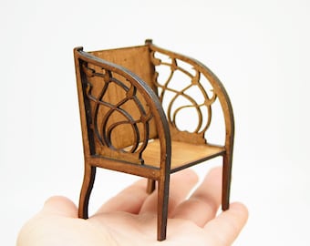 Miniature art nouveau armchair diy kit, scake 1:12