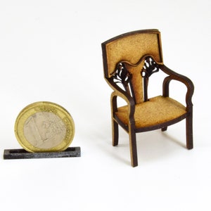 Art Nouveau miniature dollhouse armchair kit, scale 1:24