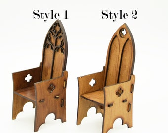 1:12 Dollhouse miniatures Tudor high back chair  diy kit, Medieval miniature furniture , Gothic chair kit