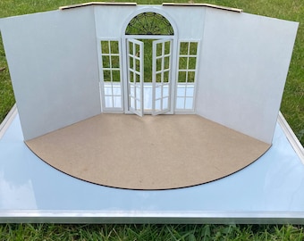 French doors diorama DIY kit, Romantic diorama 1:12 scale