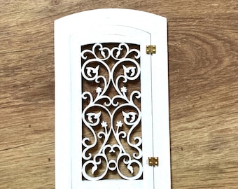 Kit de bricolaje de puerta de entrada en miniatura para casa de muñecas a escala 1:12, puerta con apariencia de hierro forjado para casa de muñecas