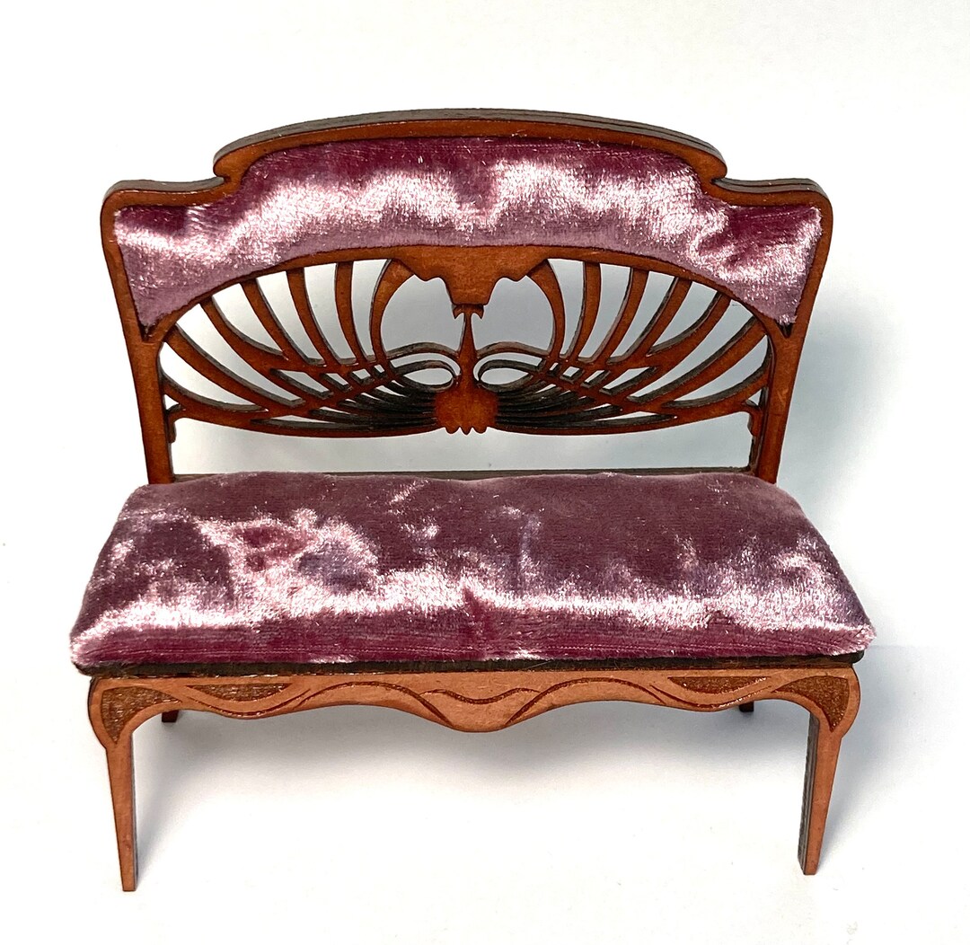 One Inch Miniatures 1:12 Dollhouse Miniatures Art Nuouveau Settee Diy Kit, One Inch Scale ...