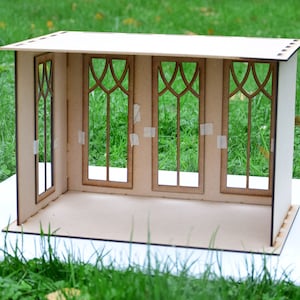 Roombox verandaset voor poppenhuis, schaal 1:12, Roombox diorama verandaset
