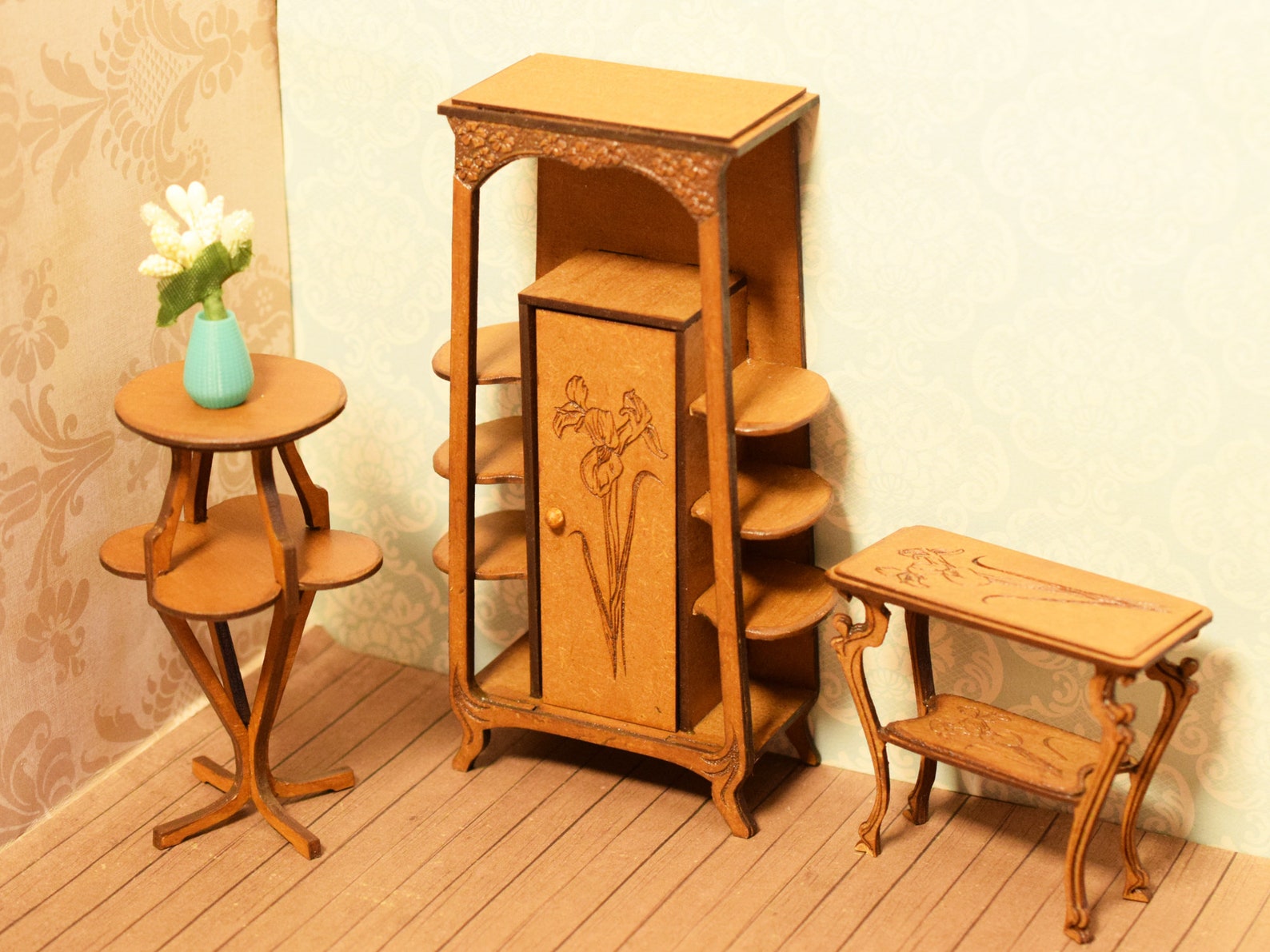 Dollhouse Miniature Art Nouveau Shelf Unit 112 Diy Kit Etsy