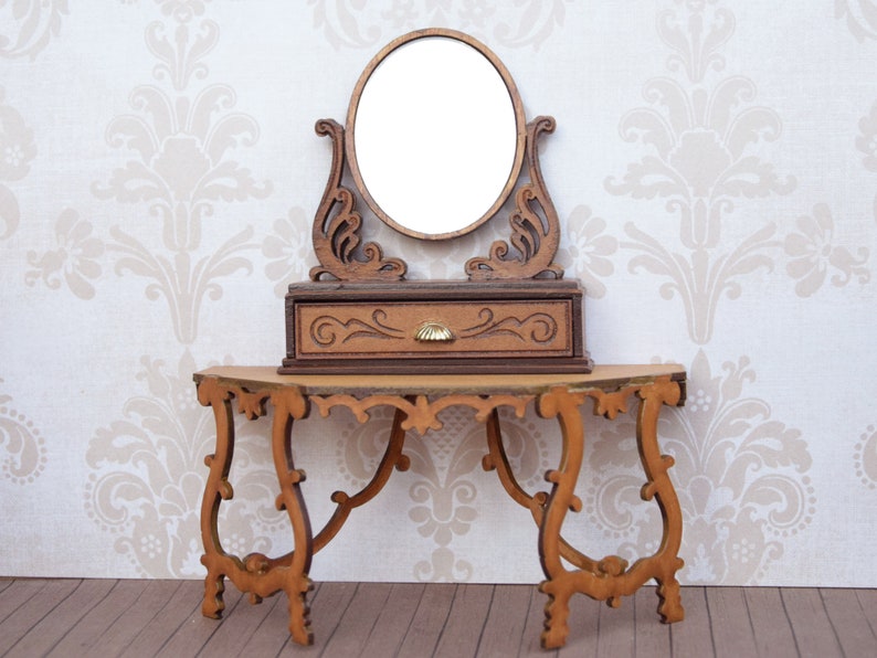 Victorian Vanity Mirror Diy Kit Dollhouse Miniature 112 Etsy