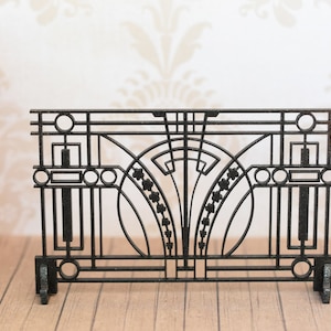 Wrought iron look 1/12 scale miniature fire screen in art deco style, one inch scale dollhouse furniture, dollhouse decor diy