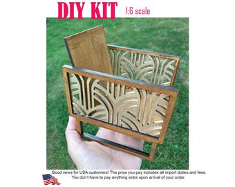 1:6 Dolls house miniatures art deco armchair diy kit, bjd dollhouse furniture