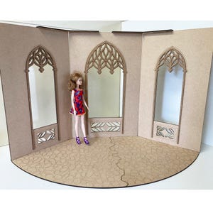 Dollhouse roombox arches kit, scale 1:6, Roombox diorama conservatory kit for 12 inch dolls, Diorama 1 6 , BJD roombox