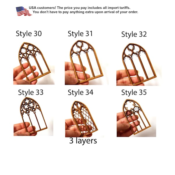 1:12 Dollhouse miniature gothic window diy kit, wargame terrain model building