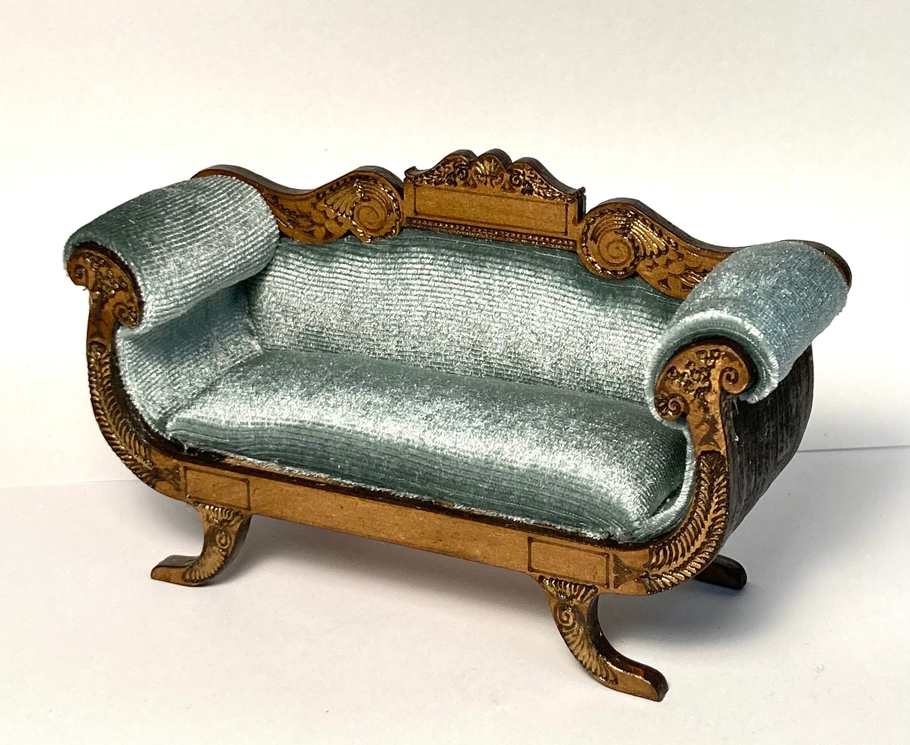 One Inch Miniatures 1:12 Dolls House Miniatures Empire Style Settee Diy Kit, One Inch Scale ...