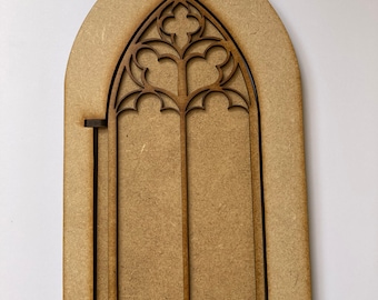 1:12 scale Dollhouse miniature gothic door  diy kit, miniature cathedral door, Church diorama, Castle door miniature