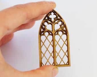 1:24 scale Miniature gothic window diy kit, half scale church window miniature cathedral