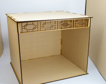 Kit de caja de habitación en miniatura para casa de muñecas a escala 1:12 con panel calado de estilo oriental