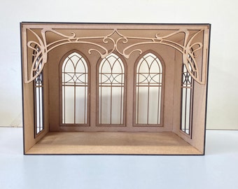 Dollhouse roombox veranda kit, scale 1:12, Roombox diorama conservatory kit