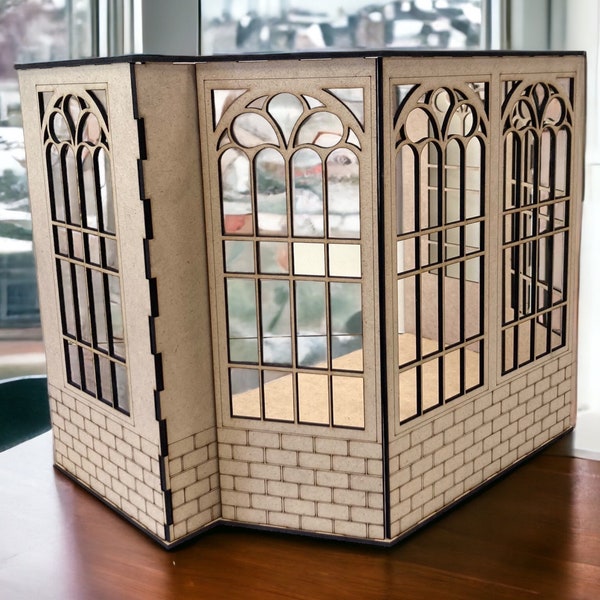 Dollhouse roombox veranda kit, scale 1:12, Roombox diorama conservatory kit