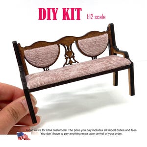 1:12 Scale Miniature Dollhouse Settee DIY Kit - Regency Style