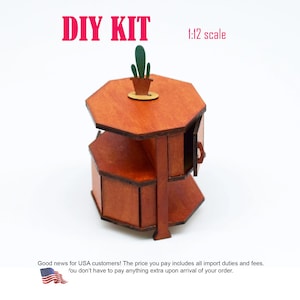 1:12 scale Dollhouse Miniature Book Table DIY kit, Dollhouse library table
